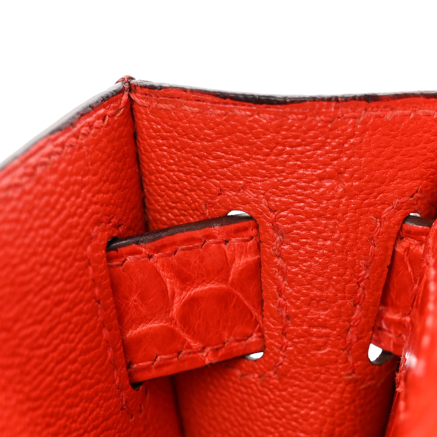 Hermes Shiny Porosus Crocodile Kelly Cut Pochette Orange Poppy 7 of 15