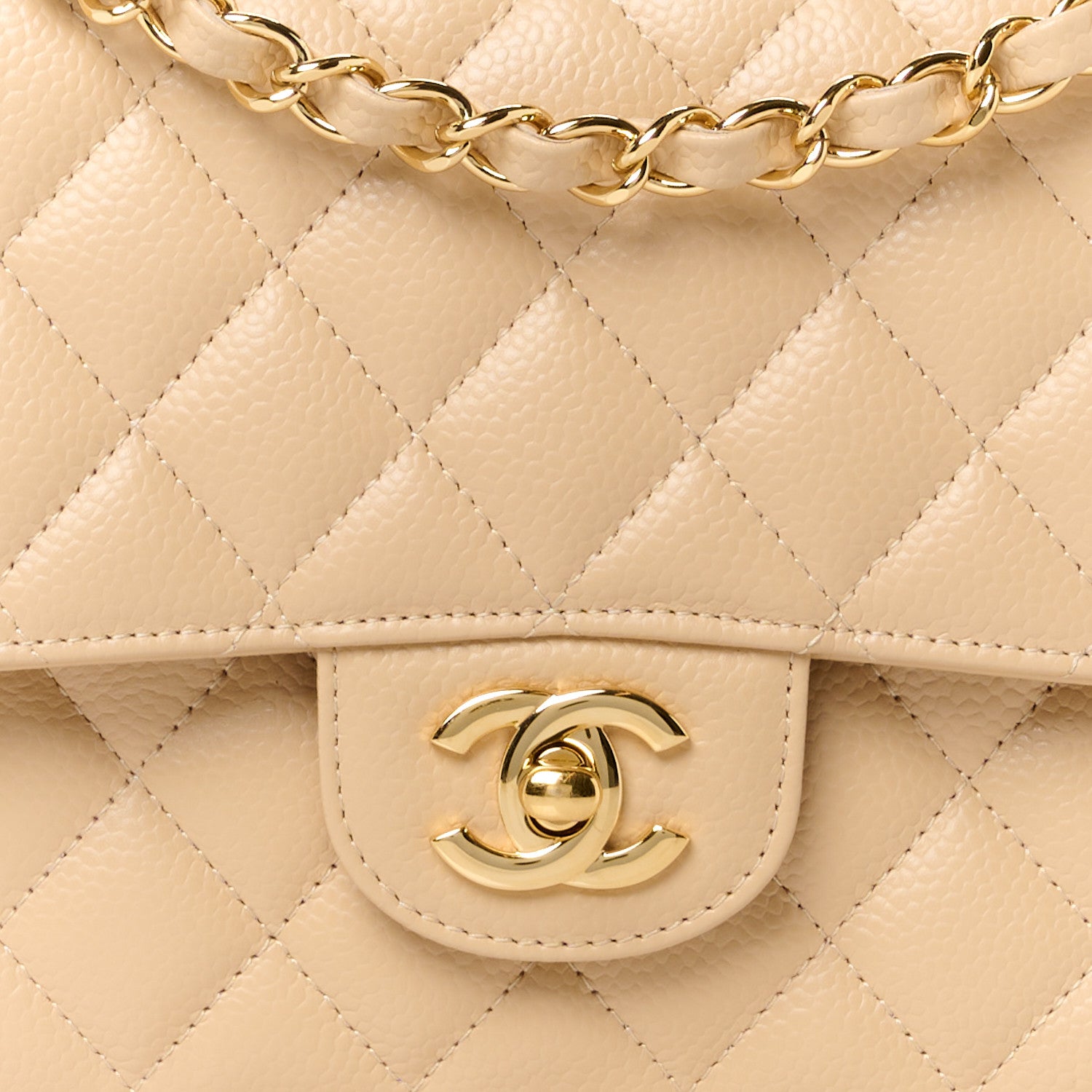 Chanel Caviar Quilted Medium Double Flap Beige 9 of 12