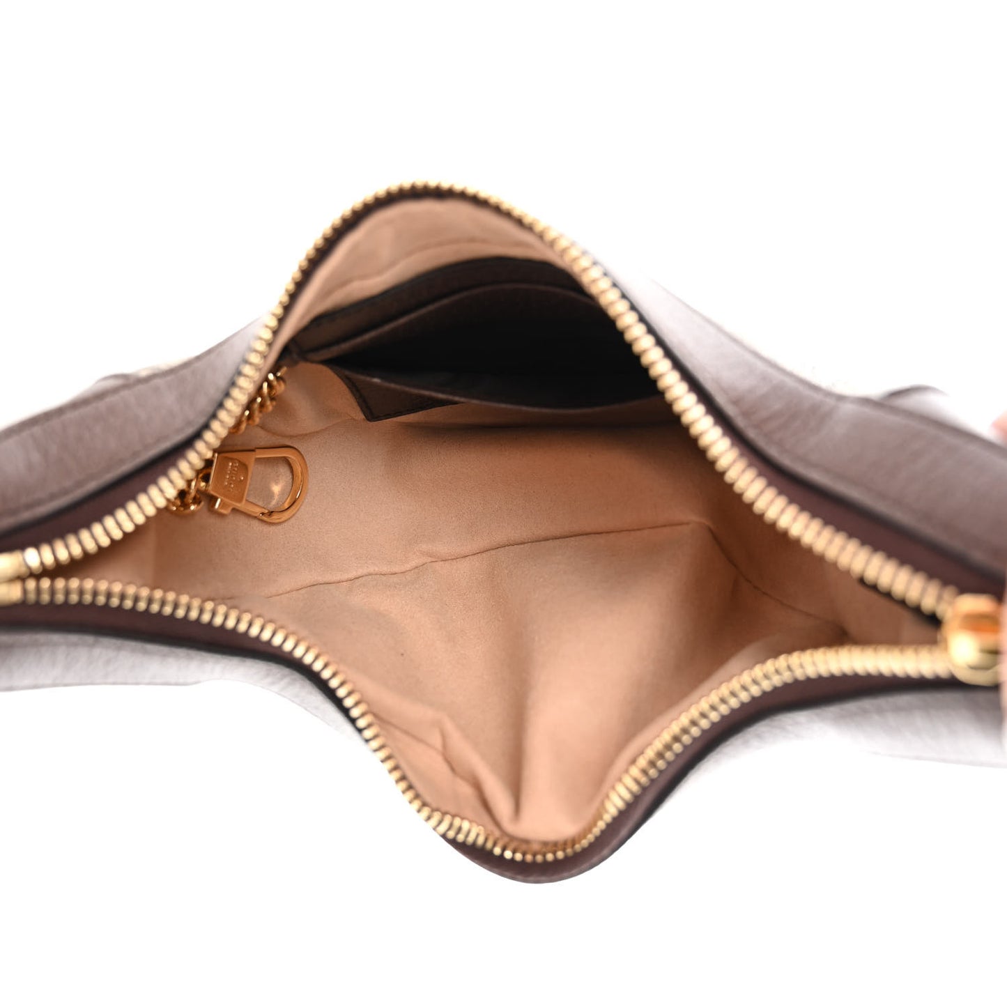 GG Supreme Monogram Textured Calfskin Web Mini Ophidia Half Moon Hobo Beige Ebony New Acero