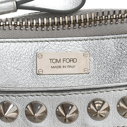 Tom Ford Pebbled Calfskin Studded Clutch Silver 7 of 9