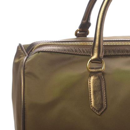 Prada Metallic Tessuto Nylon Saffiano Bauletto Gold 10 of 13