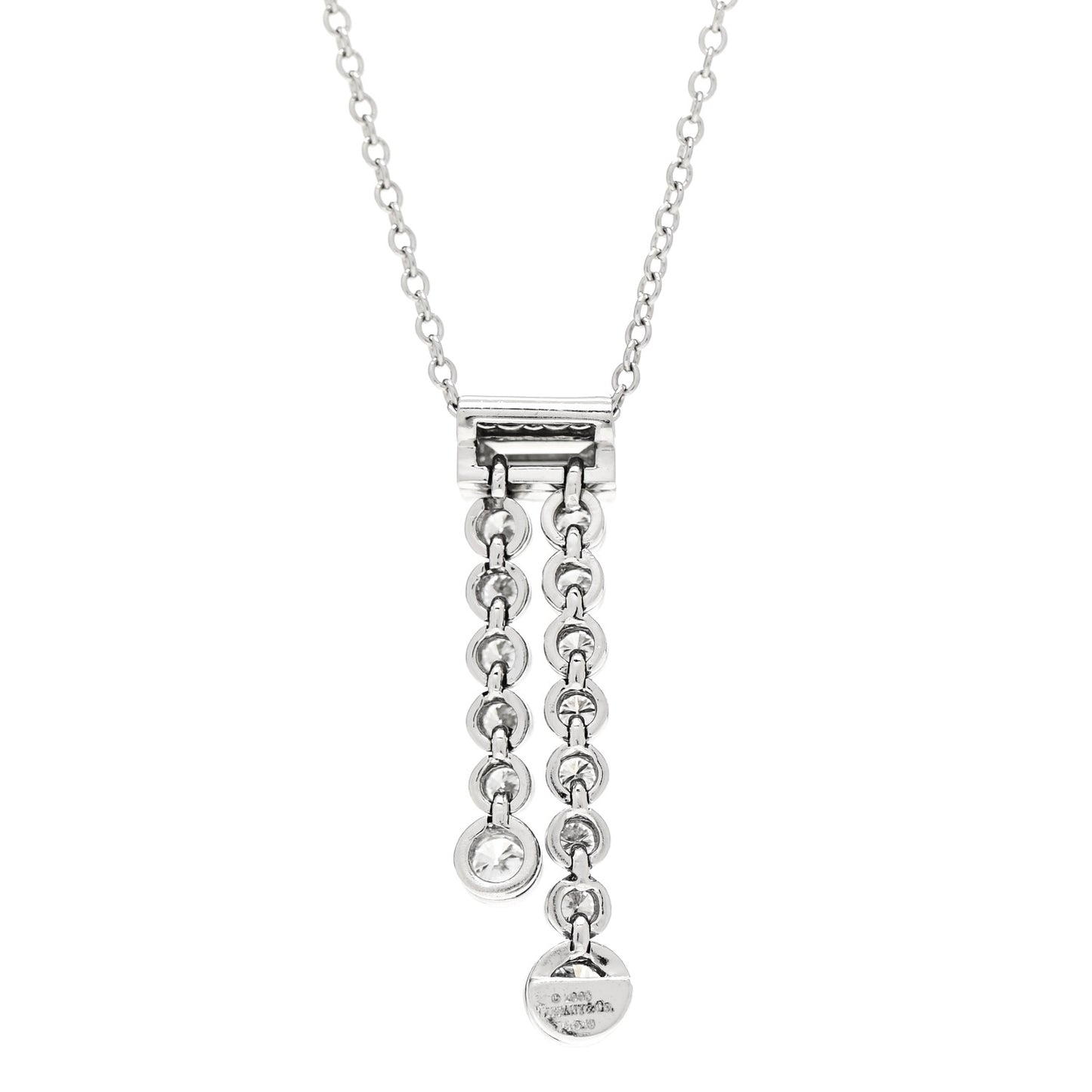 Platinum Diamond Jazz Double Drop Pendant Necklace
