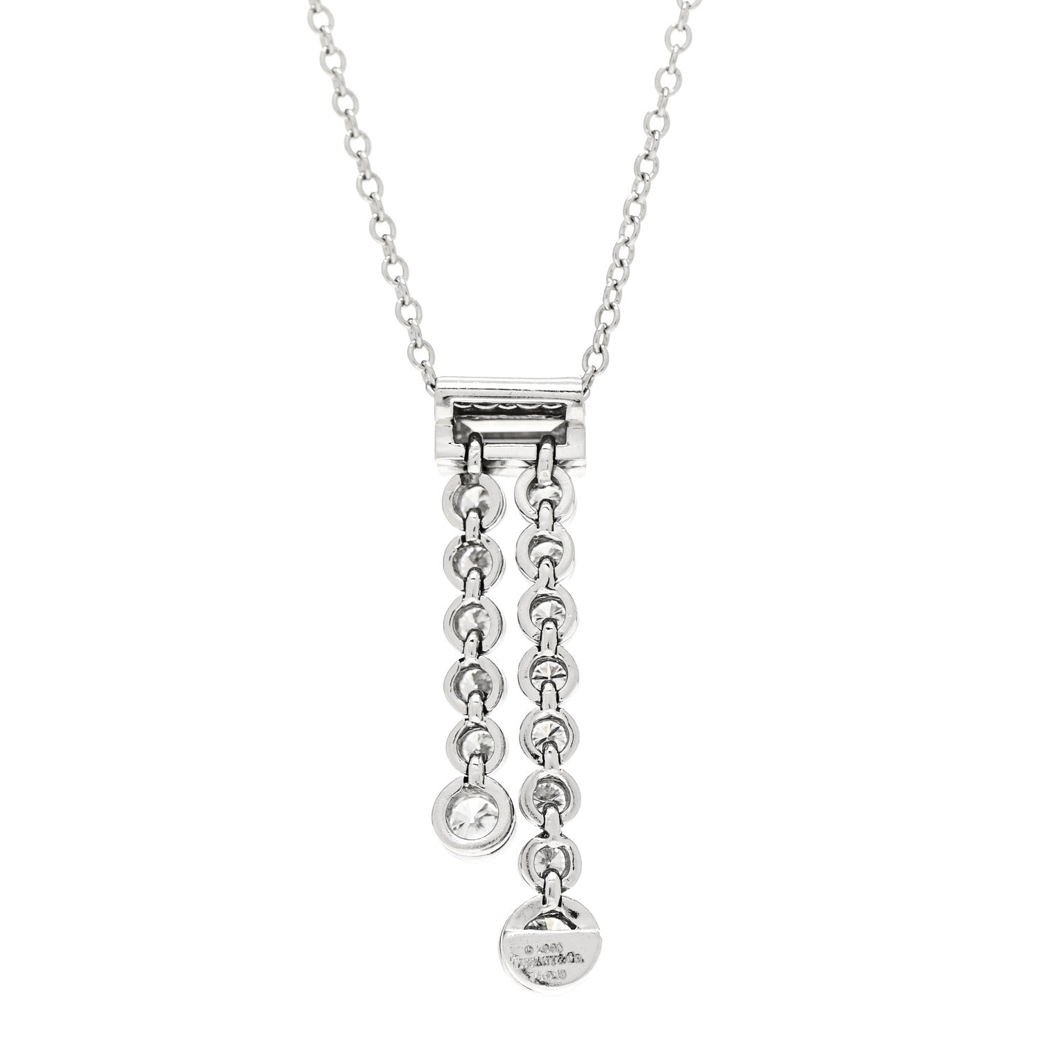 Tiffany Platinum Diamond Jazz Double Drop Pendant Necklace 4 of 6