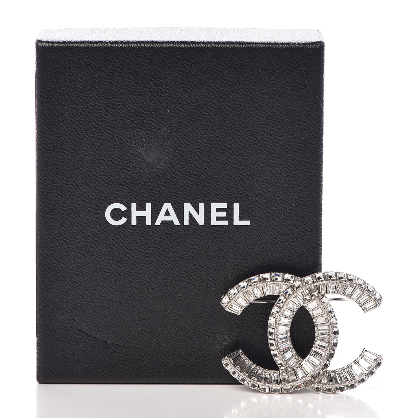 Baguette Crystal CC Brooch Silver