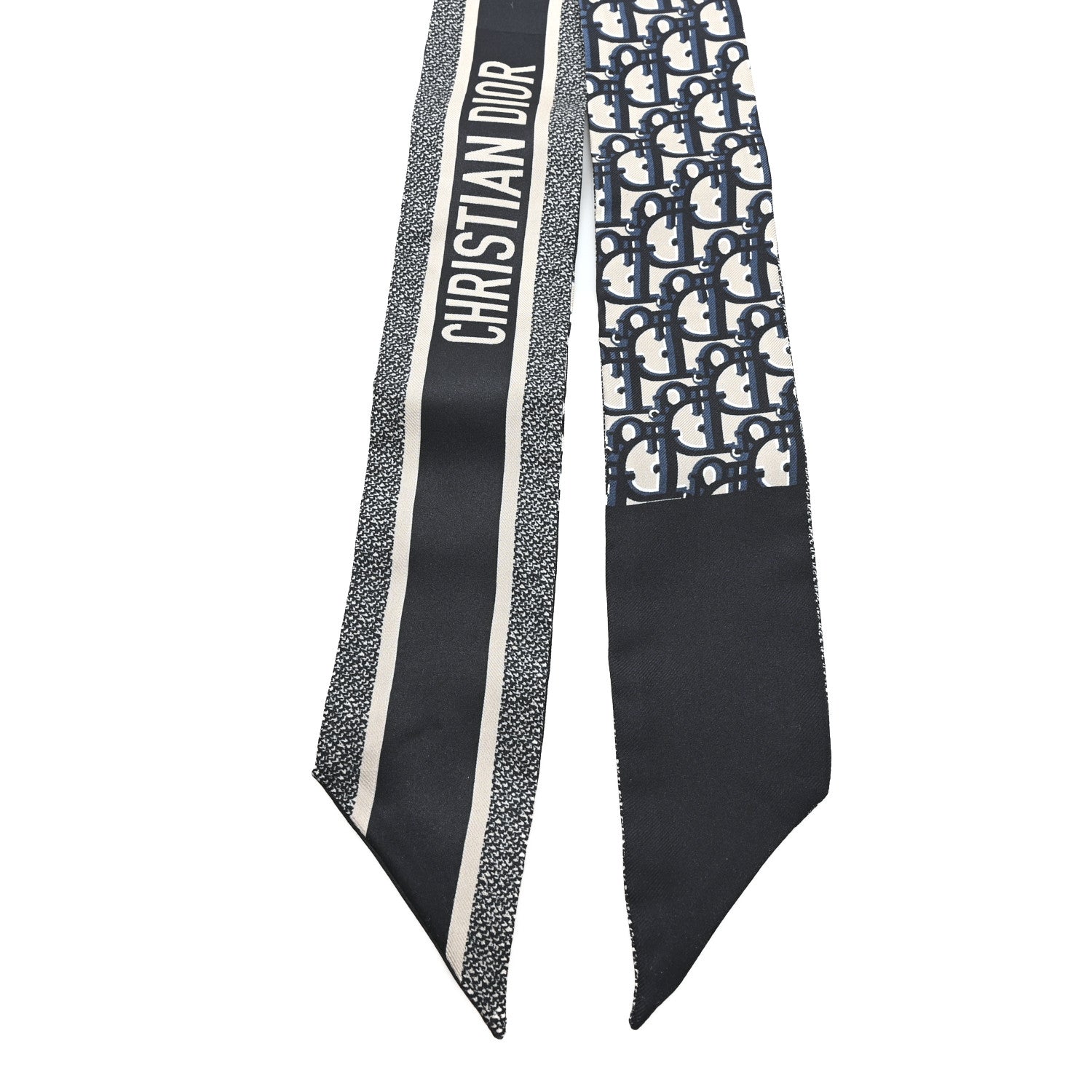 Christian Dior Silk Oblique Mitzah Scarf Blue 2 of 3