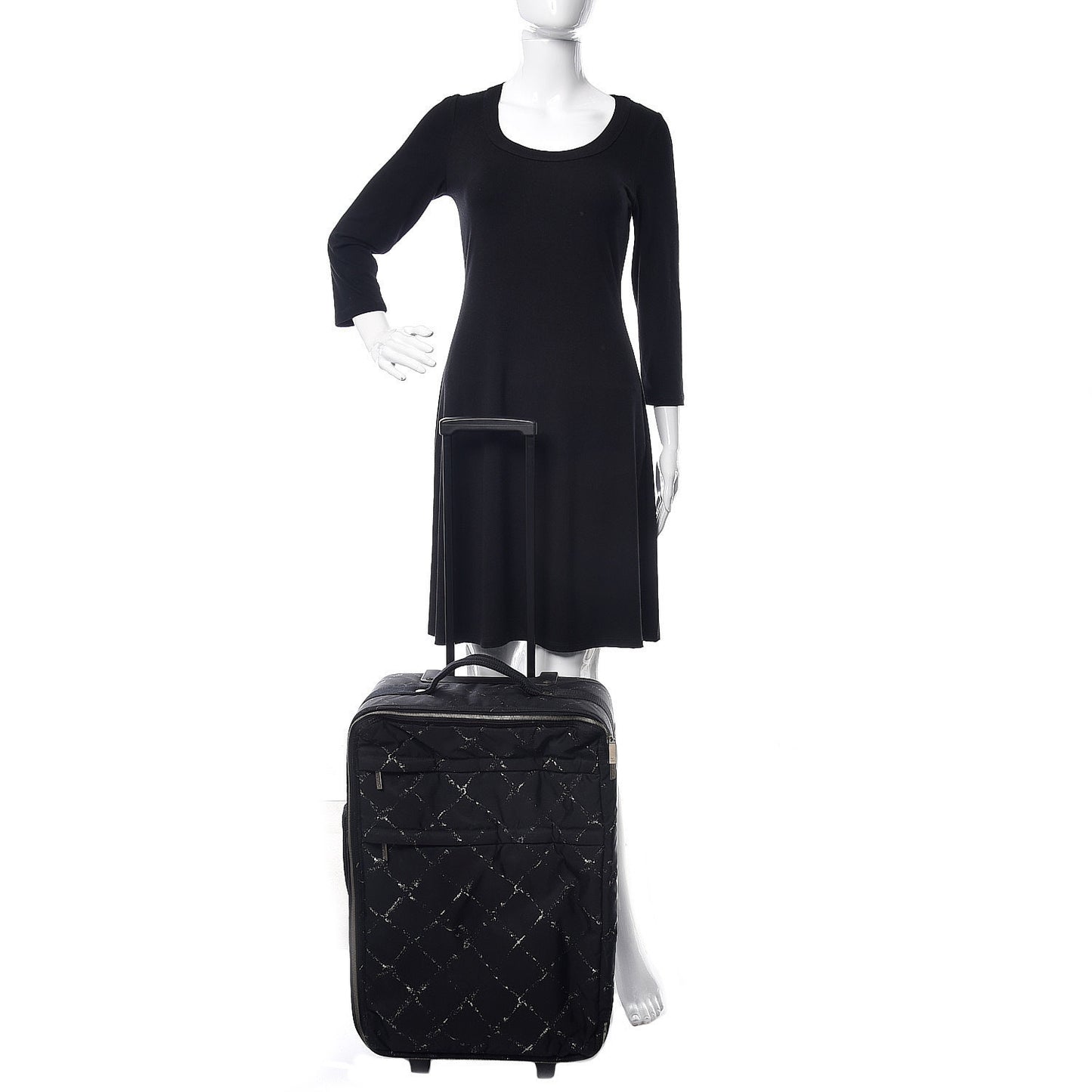 Nylon Travel Trolley Rolling Luggage Black