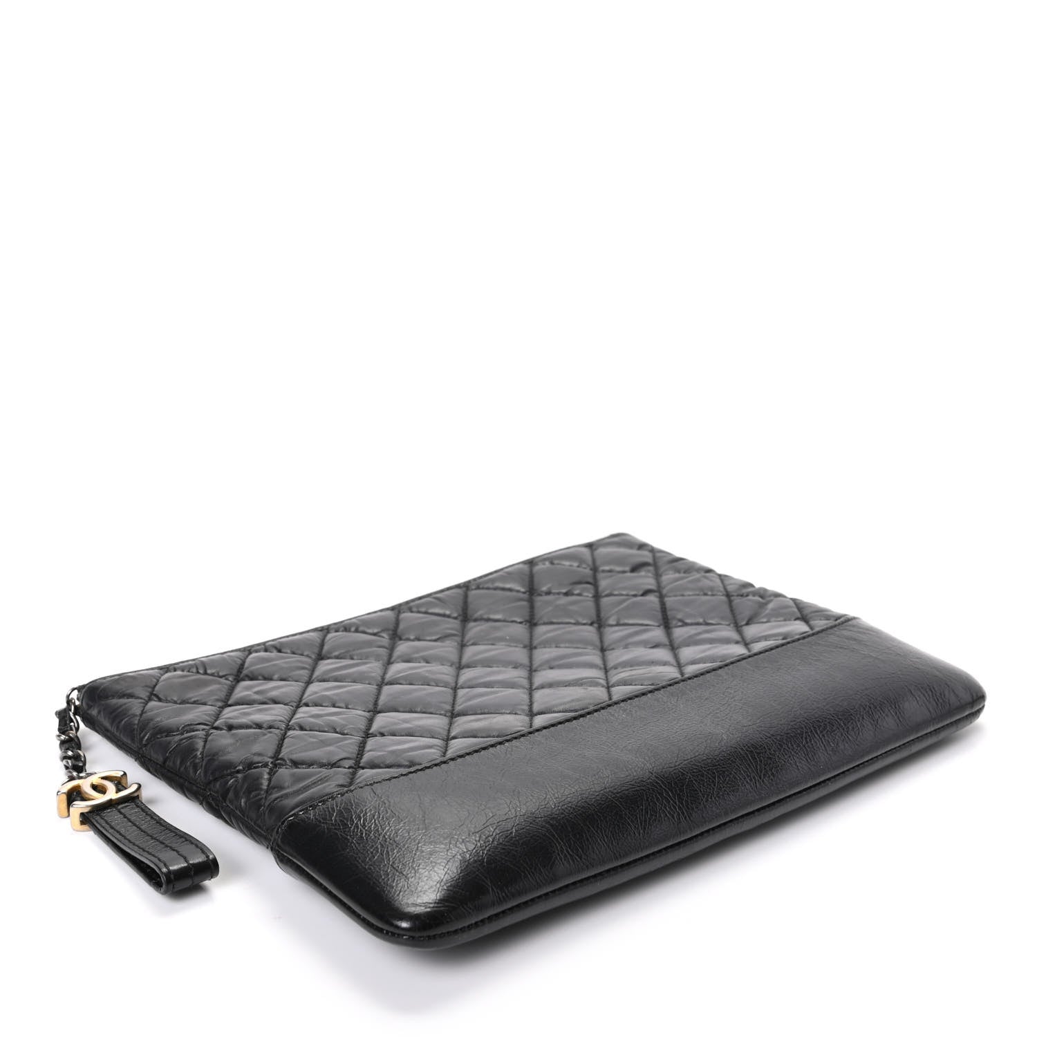 Chanel Aged Calfskin Quilted Medium Gabrielle Cosmetic Case Black 4 of 8