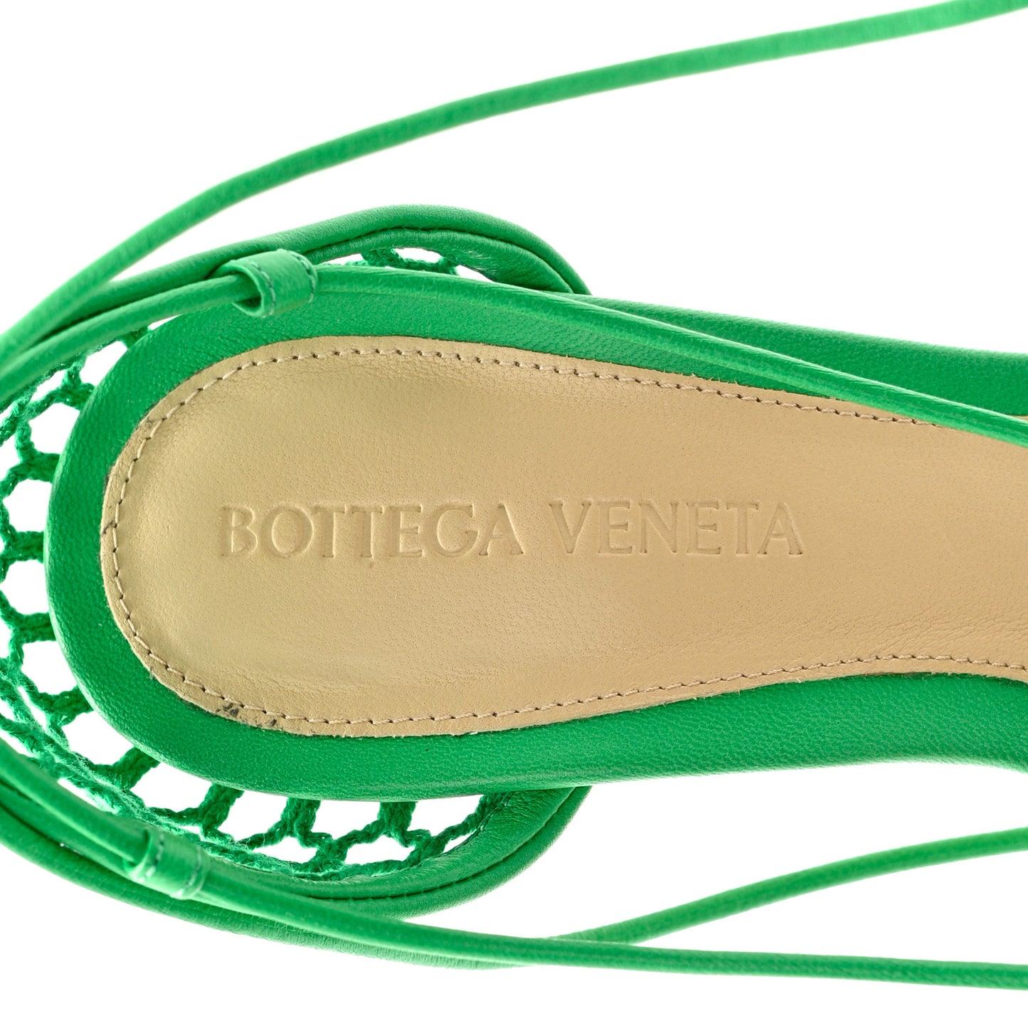 Mesh Nappa Stretch Ankle Tie 90mm Sandals 35 Grass