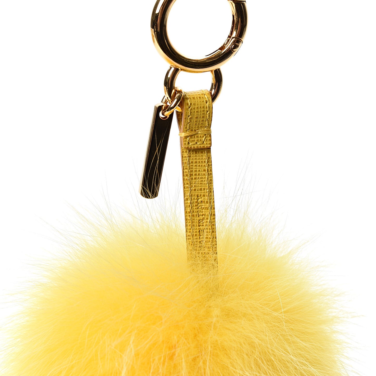 Fox Fur Pom Pom Bag Charm Yellow