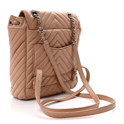 Chanel Calfskin Chevron Quilted Small Urban Spirit Backpack Beige 3 of 14