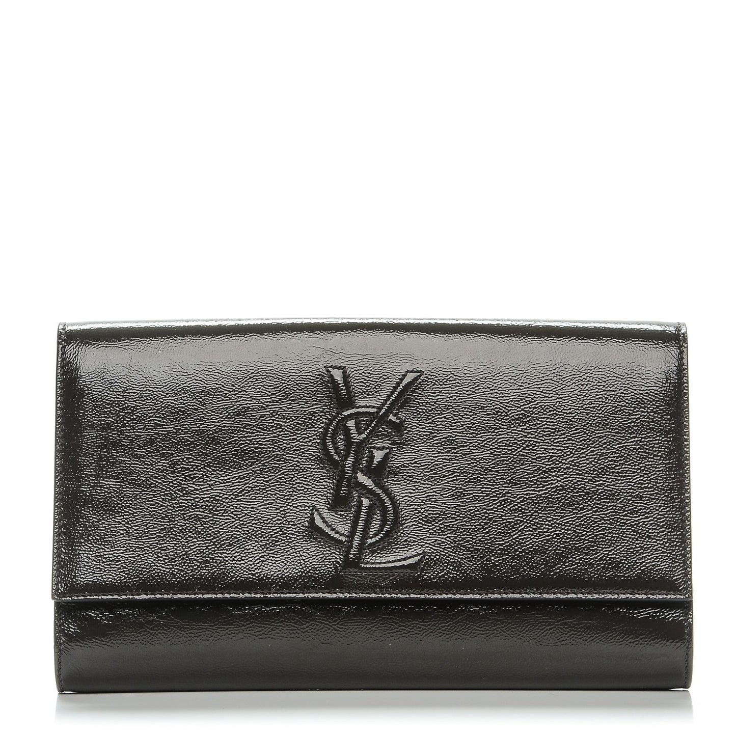 Textured Patent Monogram Large Belle de Jour Clutch Grey