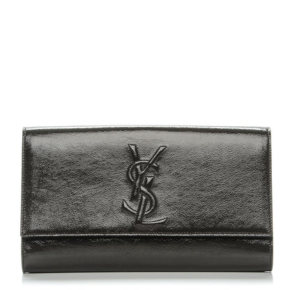 Saint Laurent Textured Patent Monogram Large Belle de Jour Clutch Grey 1 of 15