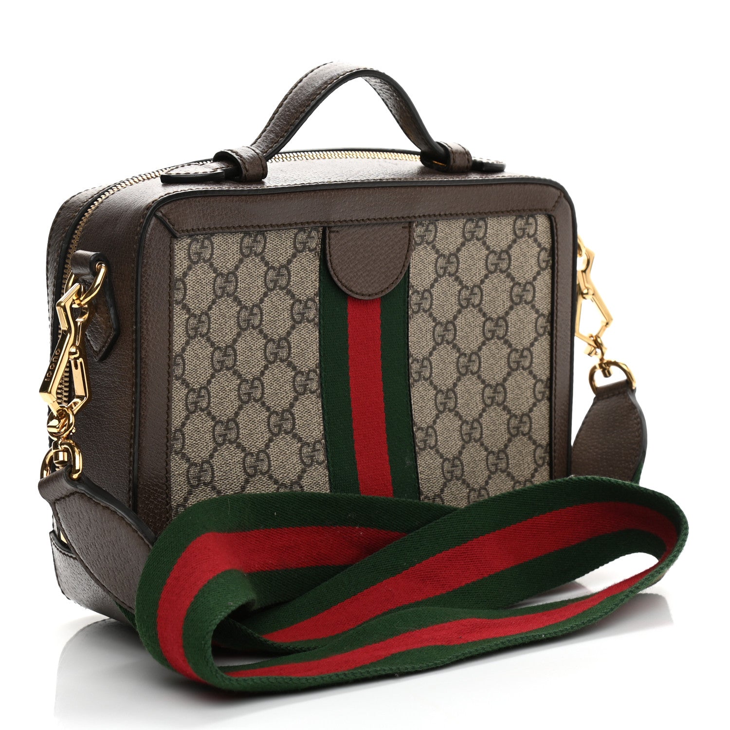 Gucci GG Supreme Monogram Web Small Ophidia Top Handle Shoulder Bag Brown 3 of 13