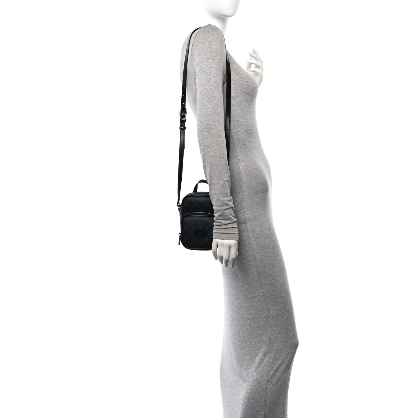 GG Supreme Monogram Azalea Calfskin Mini Retro Interlocking G Bag Black