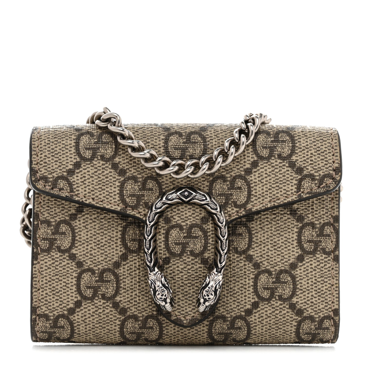 Gucci GG Supreme Monogram Dionysus Coin Purse Taupe 1 of 7