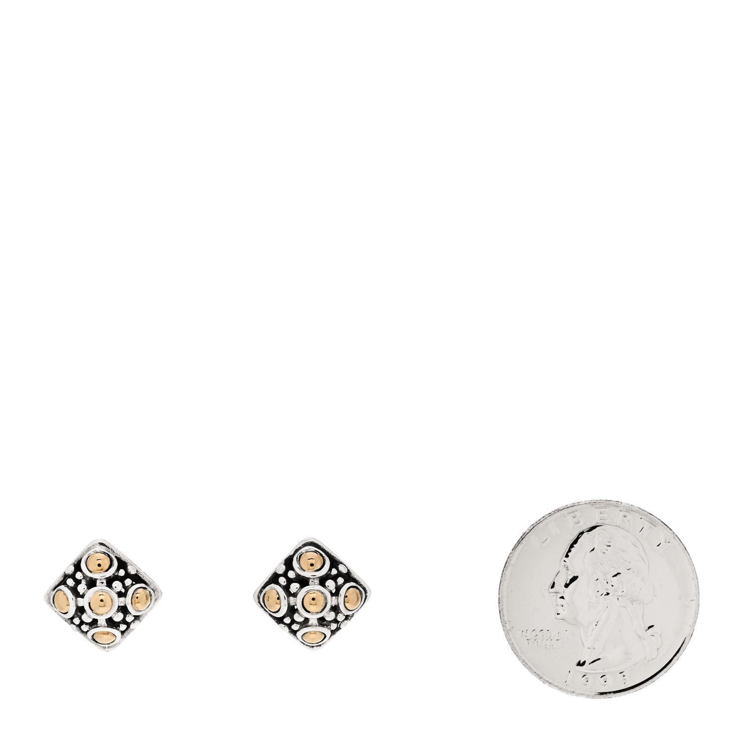 Sterling Silver 18K Yellow Gold Jaisalmer Dot Square Earrings
