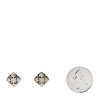 John Hardy Sterling Silver 18K Yellow Gold Jaisalmer Dot Square Earrings 2 of 4