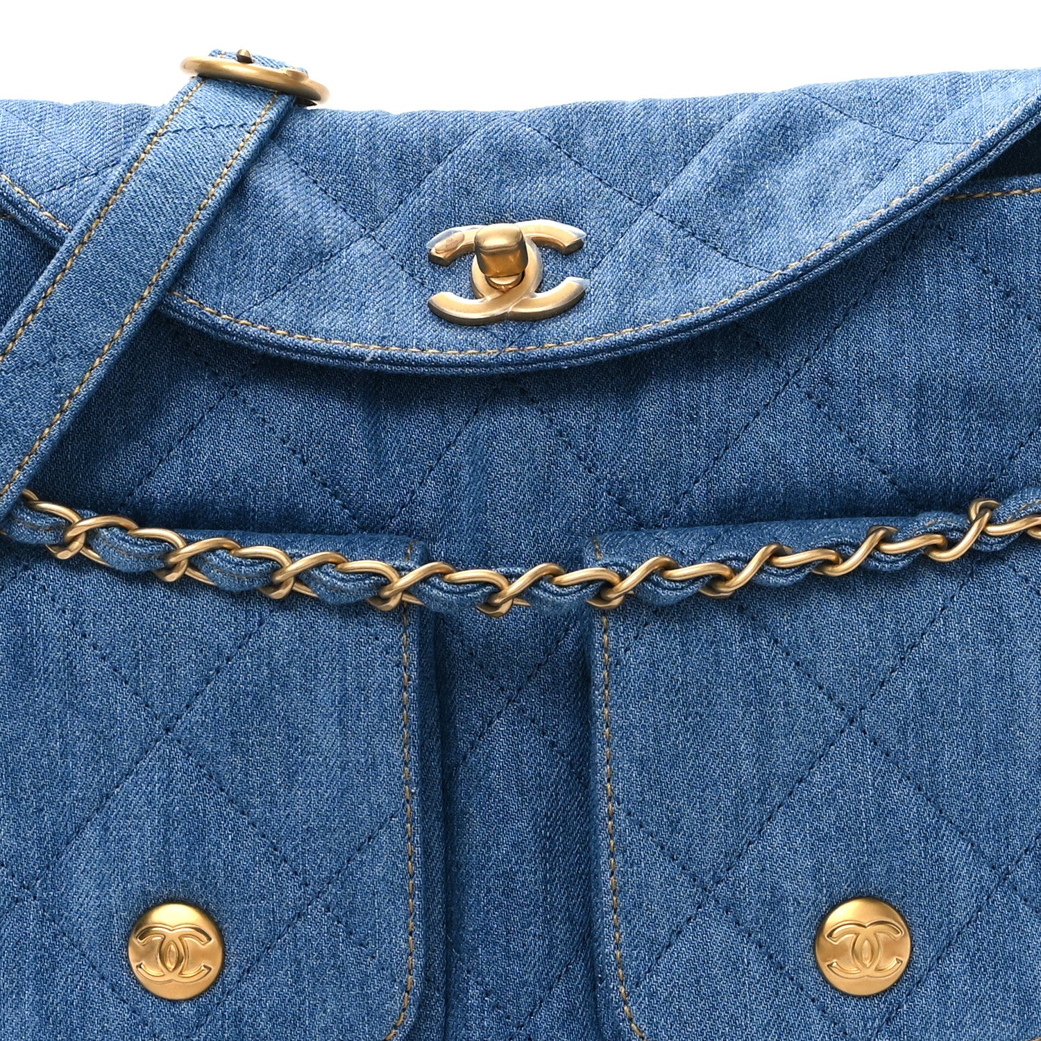 Chanel Denim Quilted Small Supple Twins Hobo Bag Blue 8 of 11