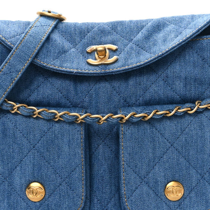 Chanel Denim Quilted Small Supple Twins Hobo Bag Blue 8 of 11