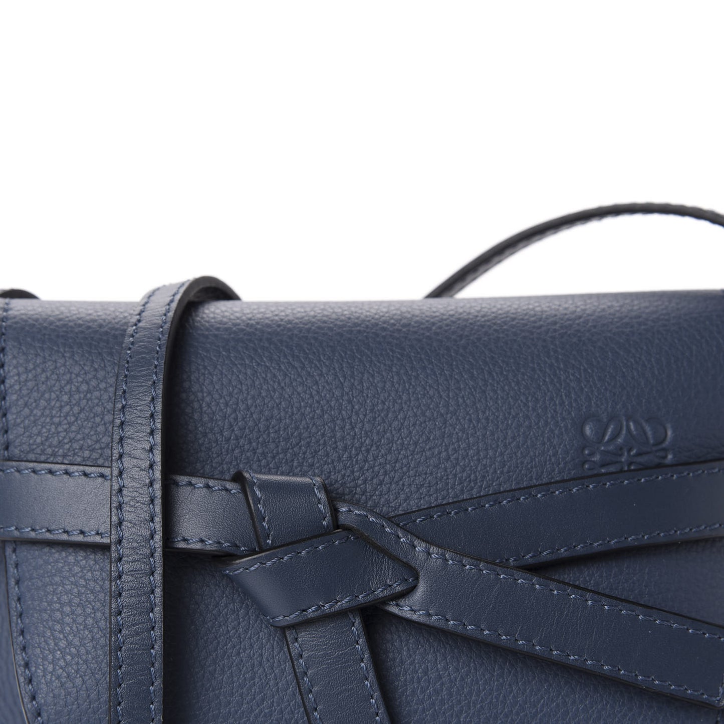Grained Calfskin Mini Gate Crossbody Bag Steel Blue