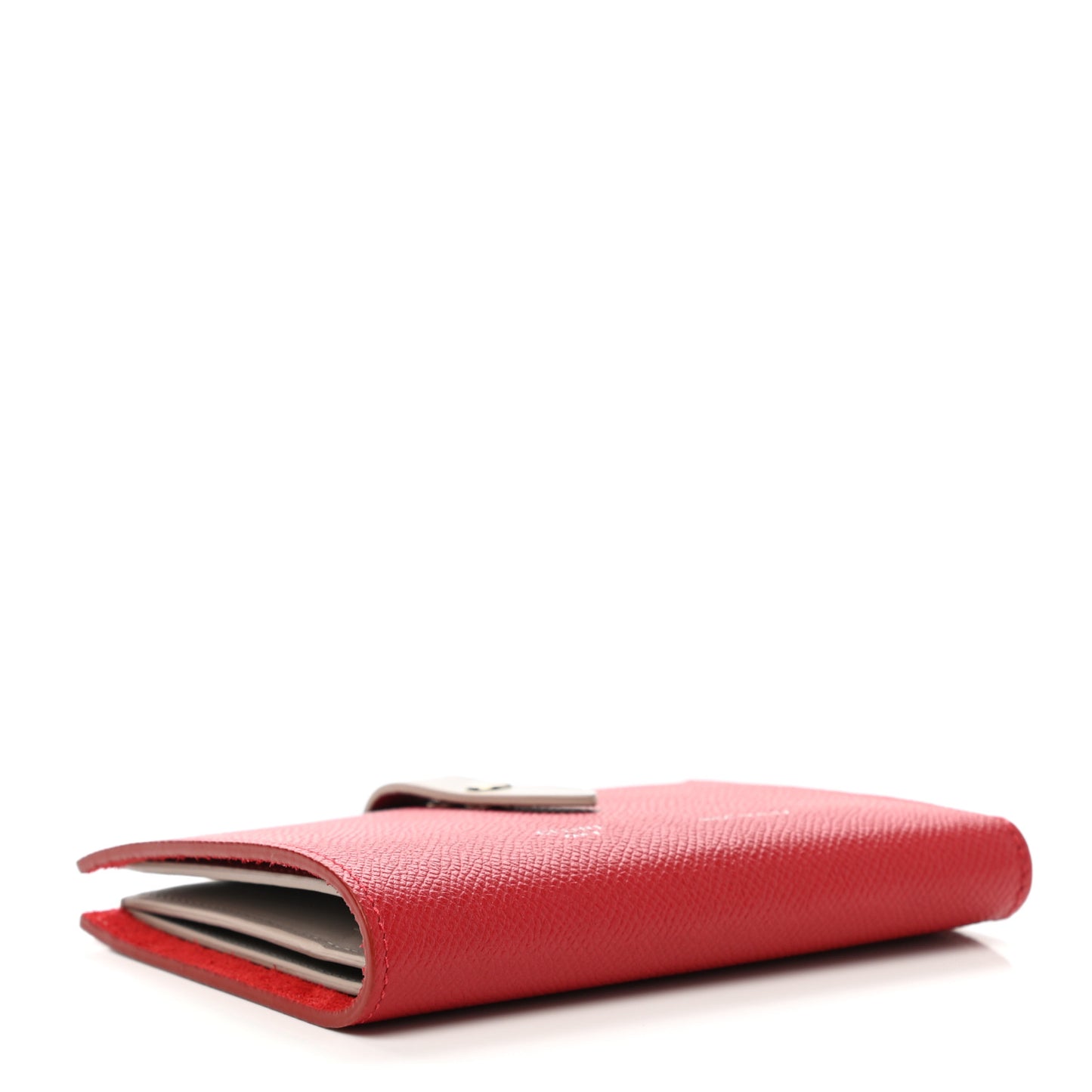Grained Calfskin Medium Multifunction Strap Wallet Pop Red
