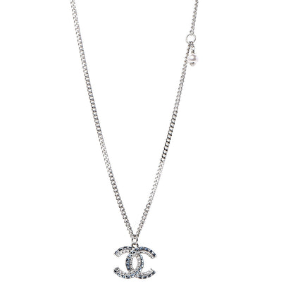 Chanel Crystal Baguette CC Necklace Blue 1 of 5