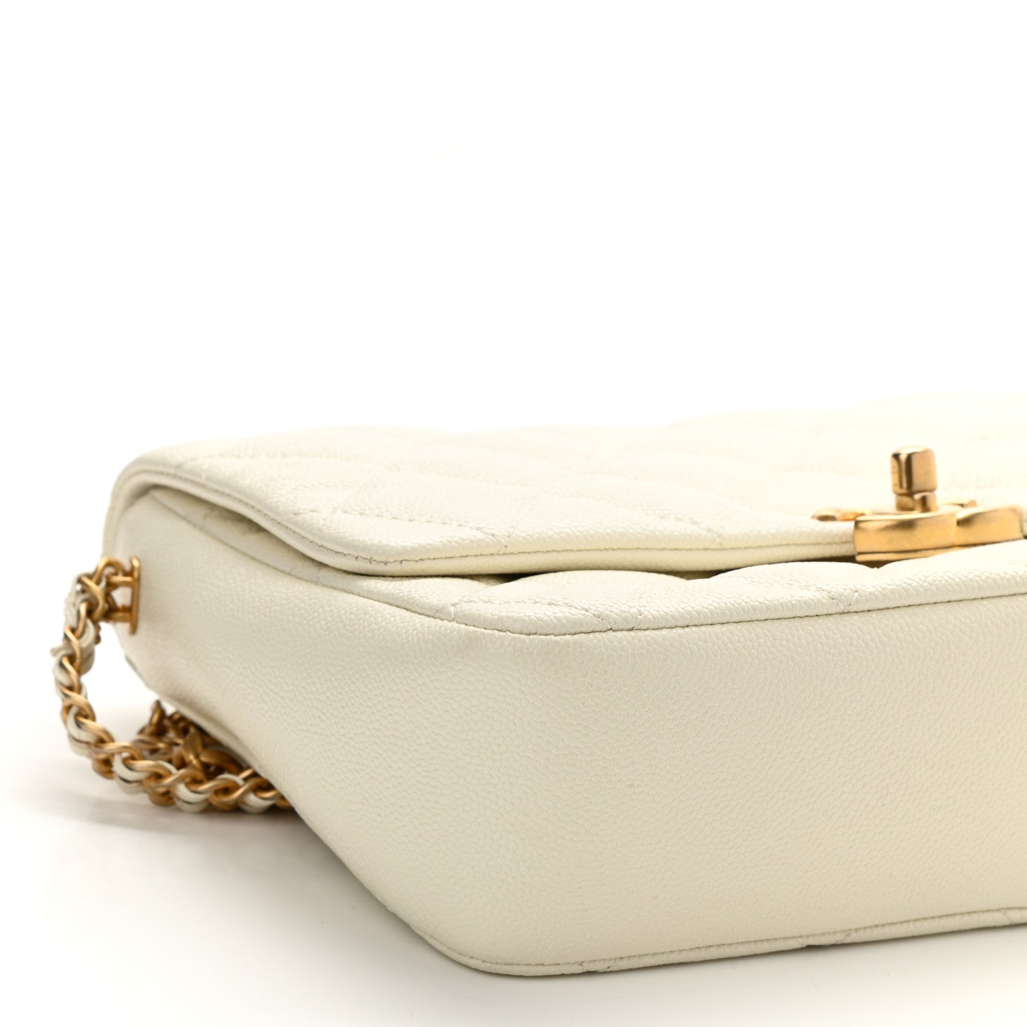 Chanel Shiny Caviar Quilted Large Chain Melody Flap White 9 of 11