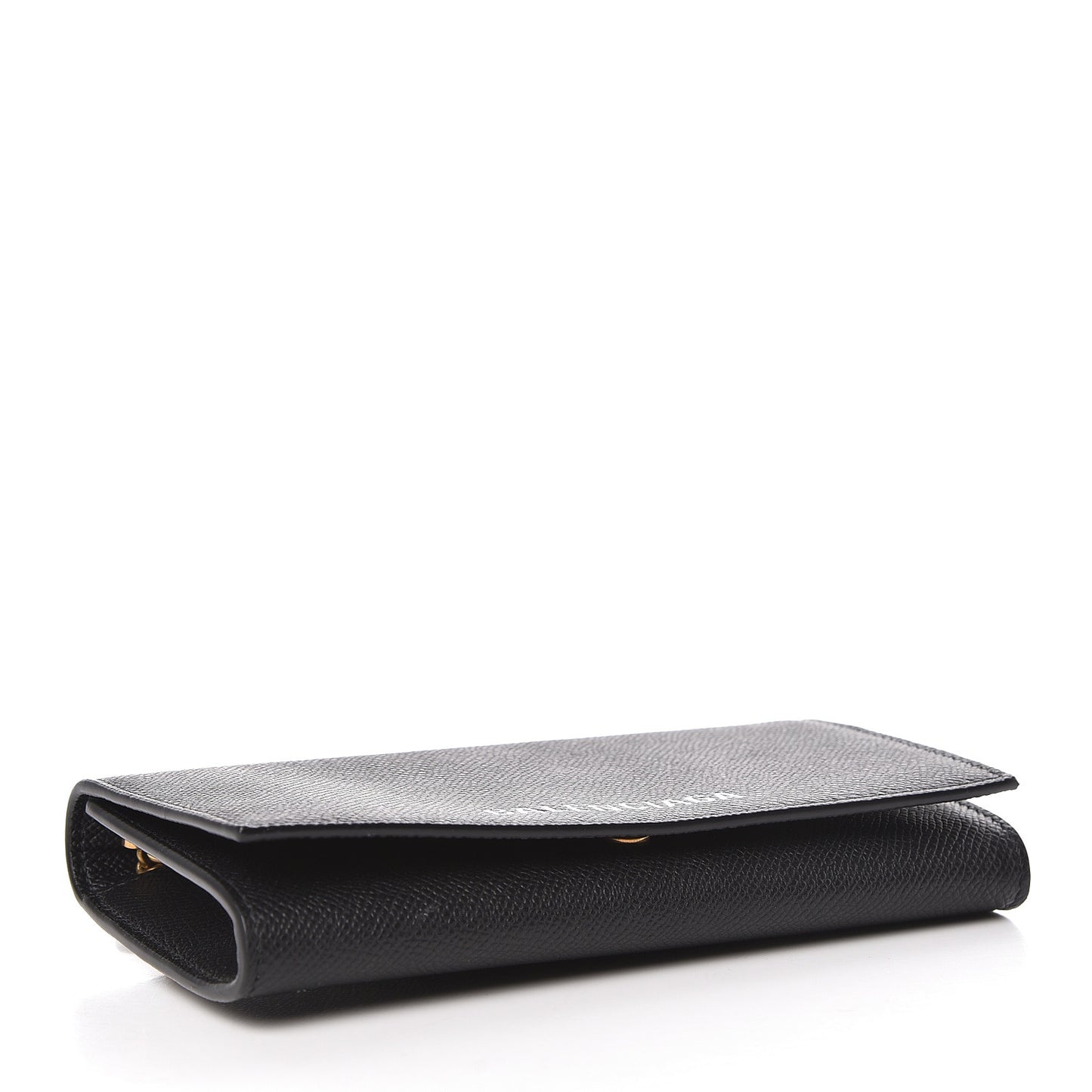 Signature Grained Calfskin Logo Ville Wallet on Chain Black