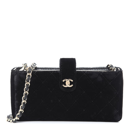 Chanel Velvet Quilted Small Clutch With Chain Black 1 of 12