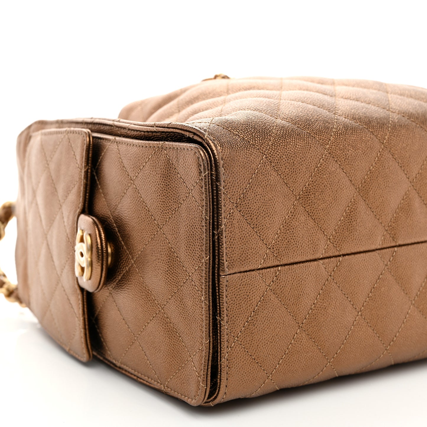 Metallic Caviar Quilted Small Chanel 25 Handbag Bronze