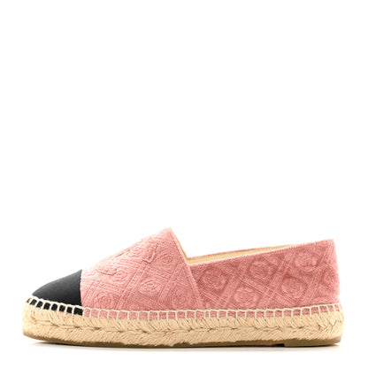Chanel Velvet Grosgrain Quilted Camellia CC Espadrilles 35 Pink Black 1 of 9