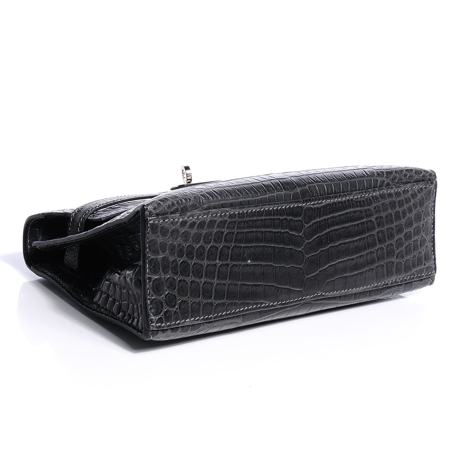 Matte Niloticus Crocodile Kelly Pochette Graphite