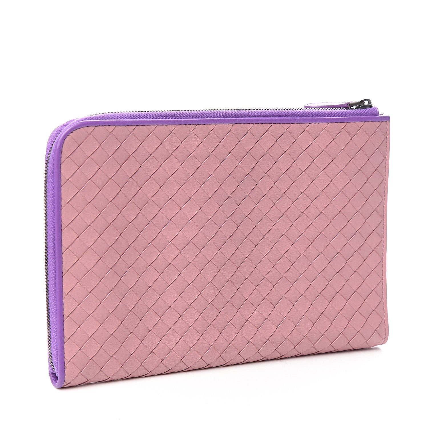 Bottega Veneta Nappa Intrecciato Flat Zip Pouch Deco Rose Corot 2 of 6