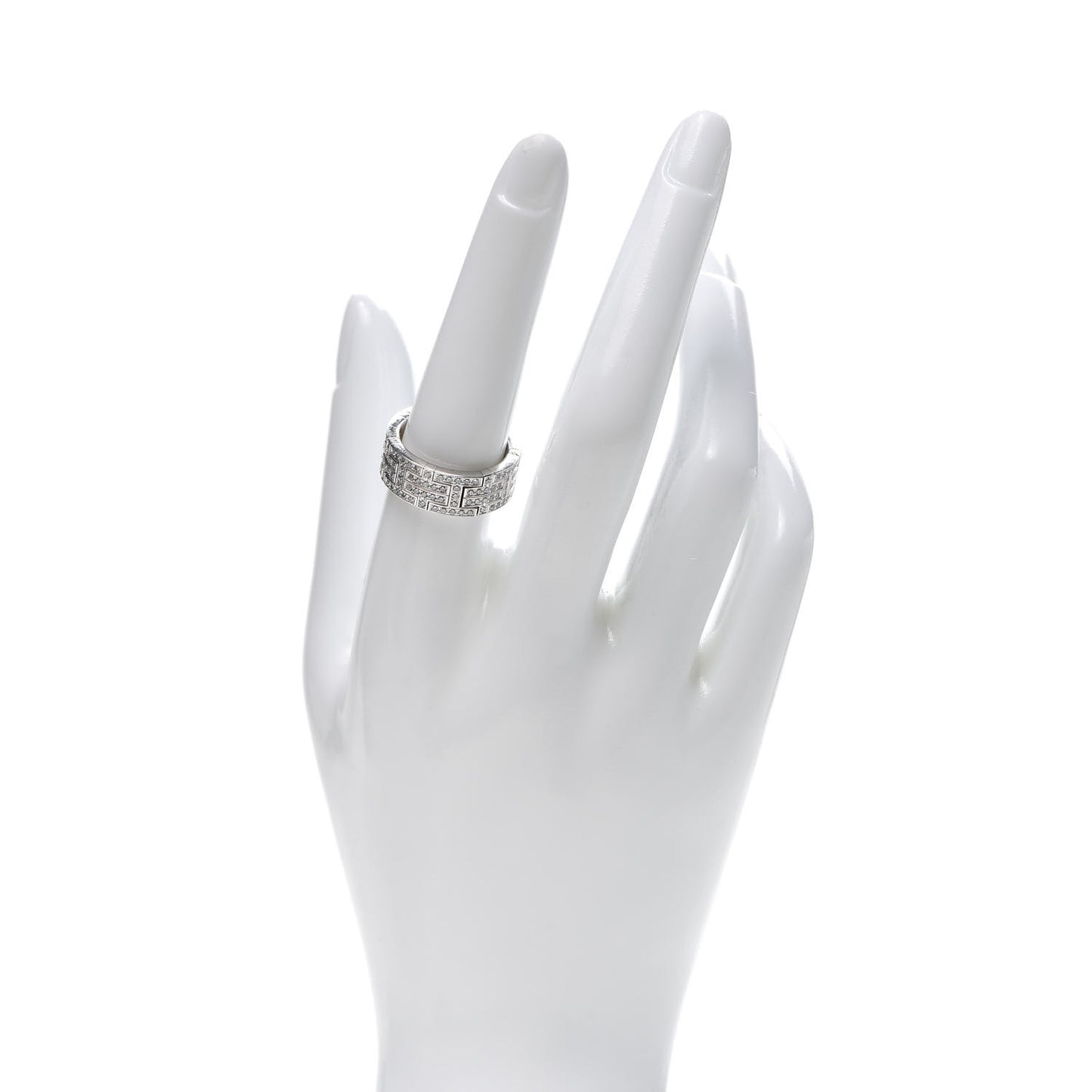 18K White Gold Diamond Pave Kilim Ring 56 7.25