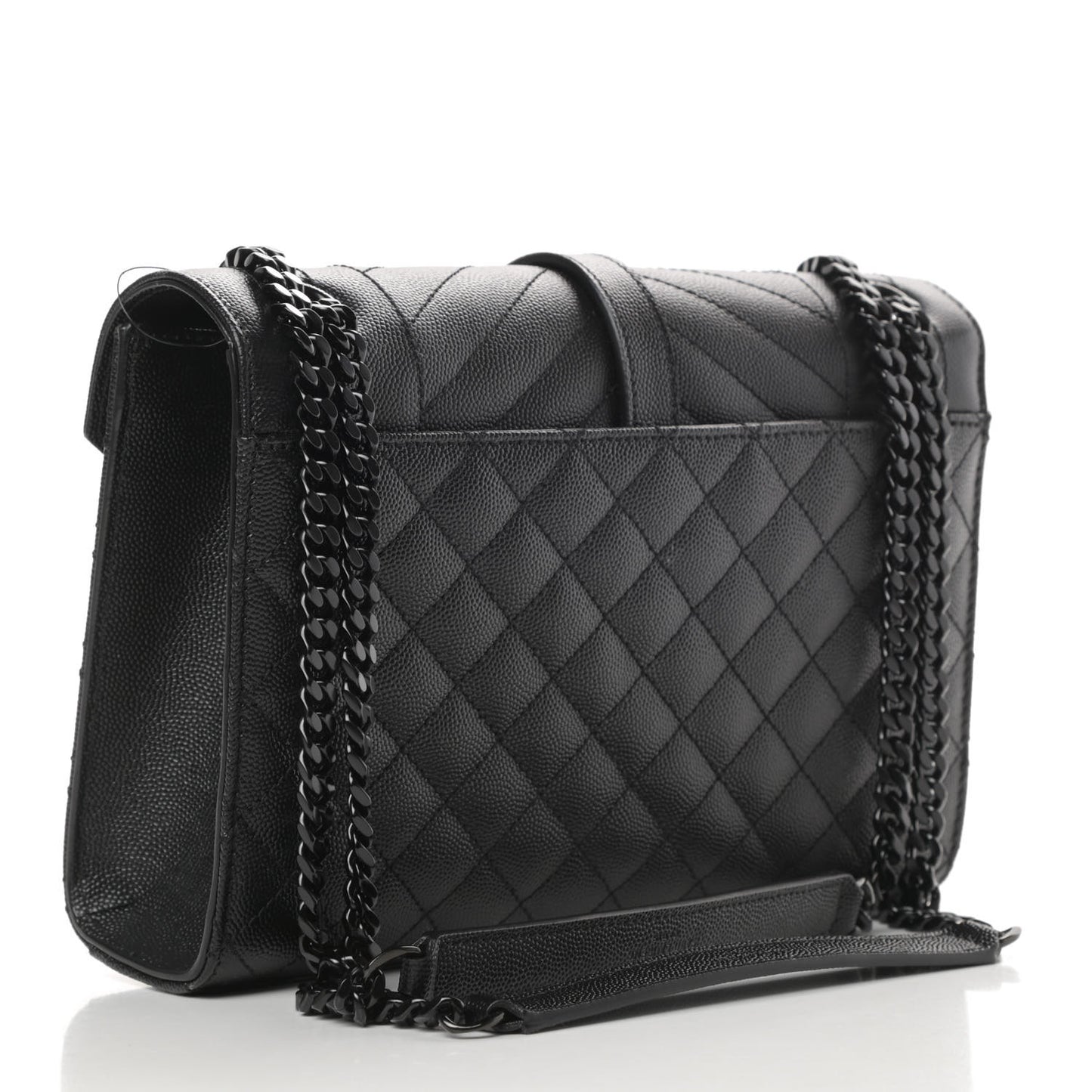 Grain De Poudre Textured Mixed Matelasse Triquilt Medium Monogram Satchel Black