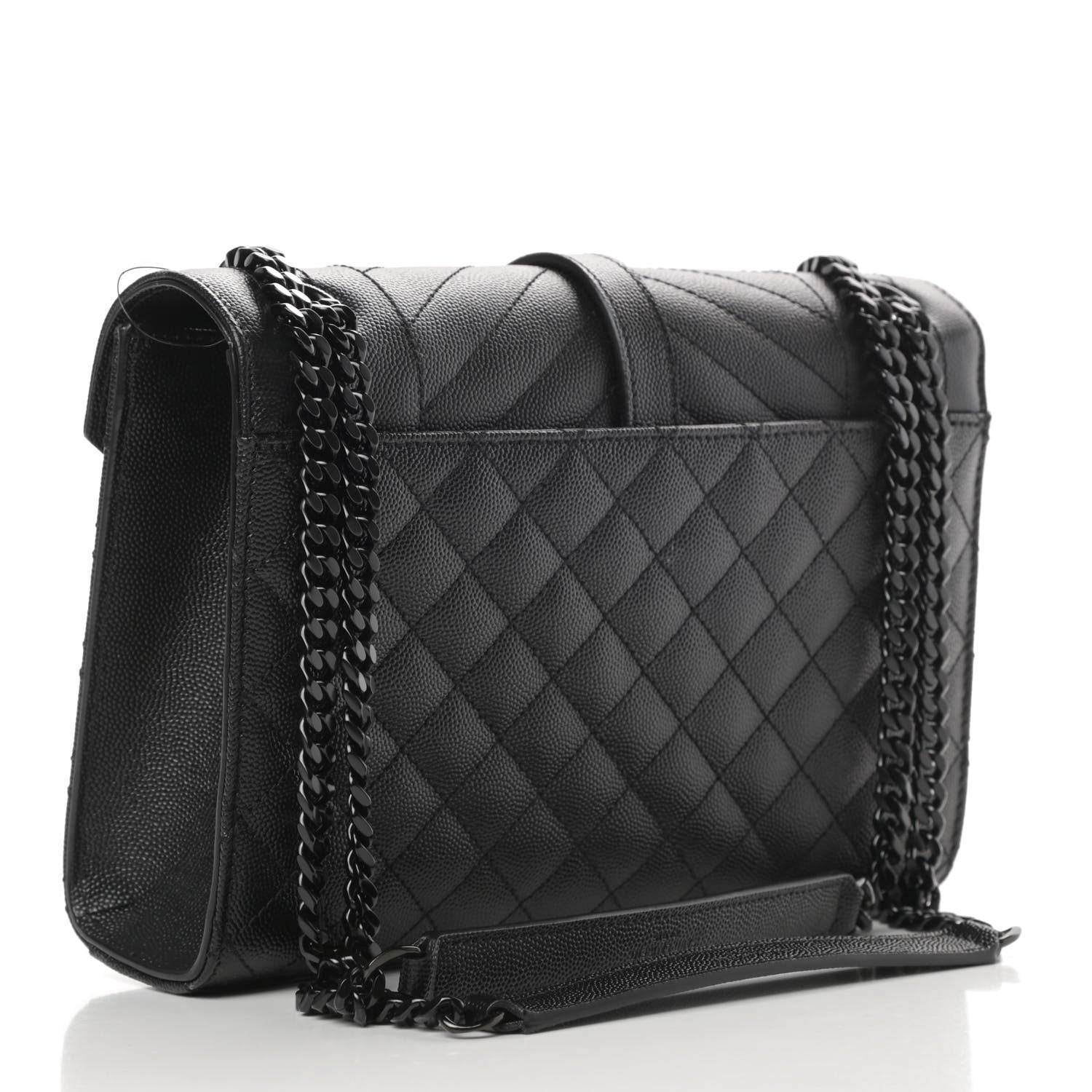 Saint Laurent Grain De Poudre Textured Mixed Matelasse Triquilt Medium Monogram Satchel Black 3 of 10