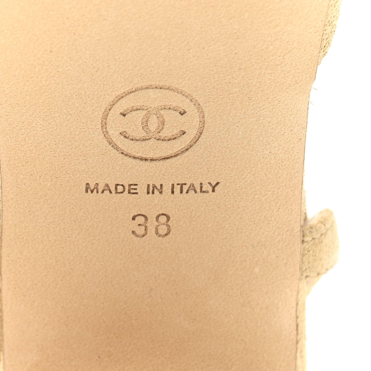 Chanel Suede Patent Cap Toe CC Slingback Pumps 38 Beige 8 of 10