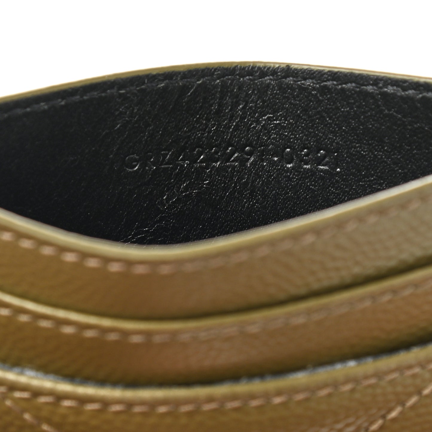 Grain De Poudre Matelasse Chevron Monogram Credit Card Case Vert Kaki