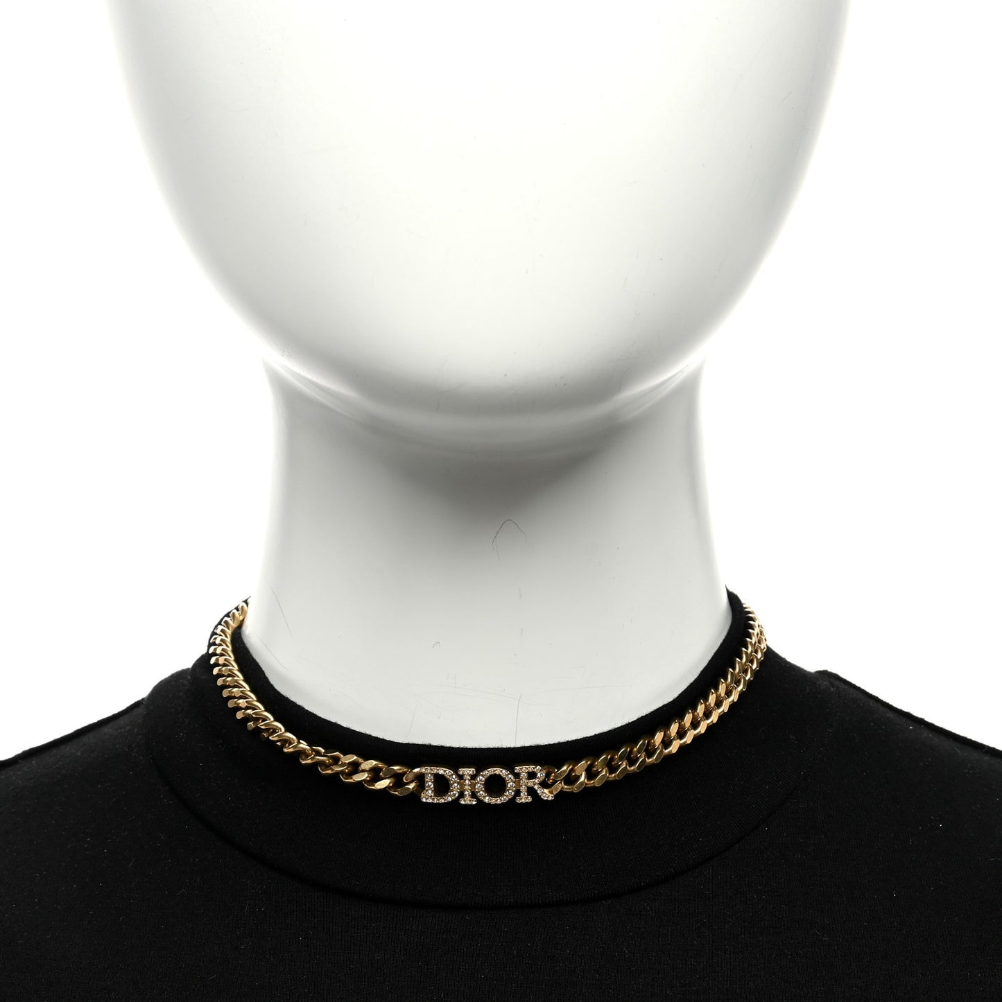 Metal Crystal Chain Choker Necklace Gold