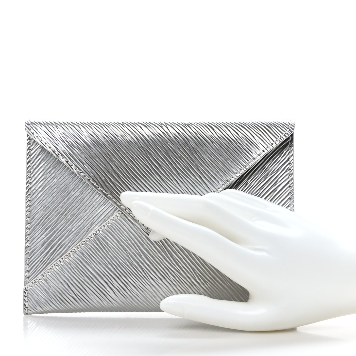 Metallic Epi Invitation Envelope Clutch Silver