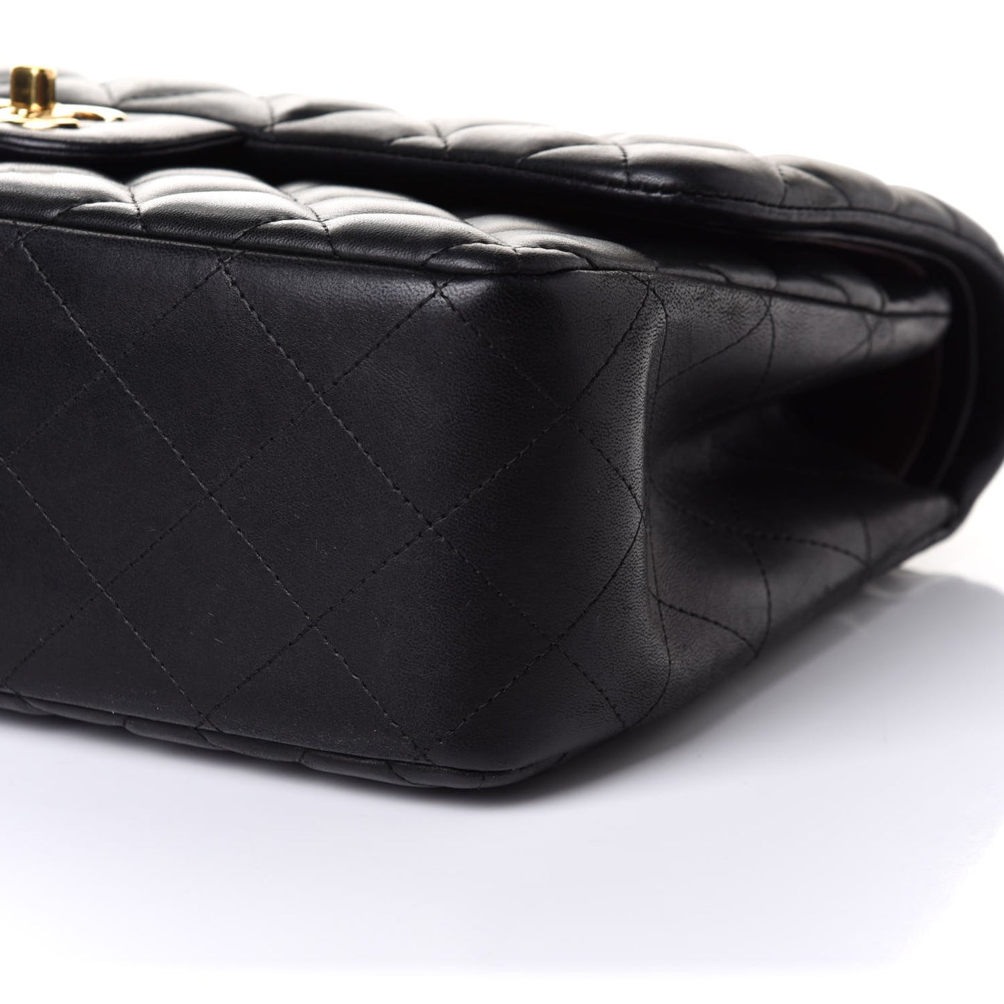 Lambskin Quilted Jumbo Double Flap Black