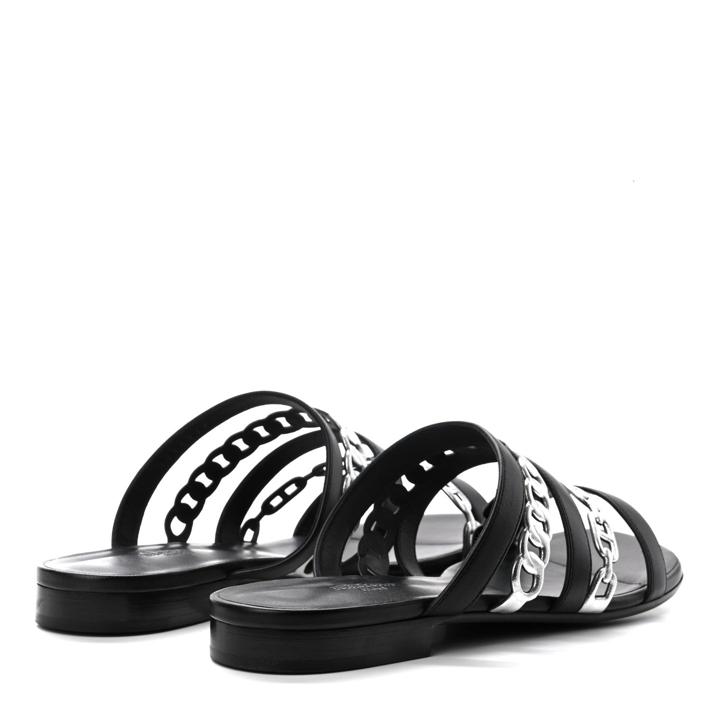 Nappa Amalfi Sandals 40 Black Gris Argente