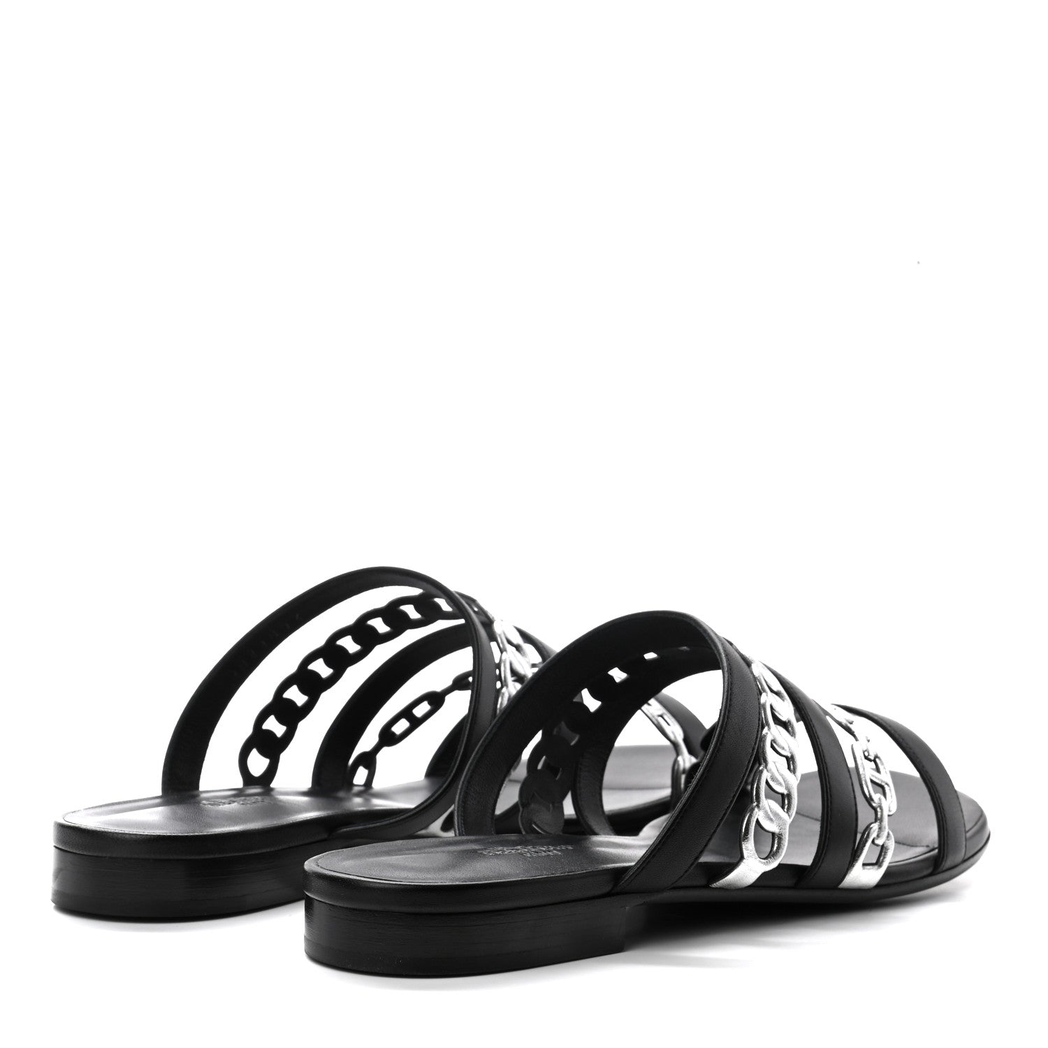 Hermes Nappa Amalfi Sandals 40 Black Gris Argente 4 of 8