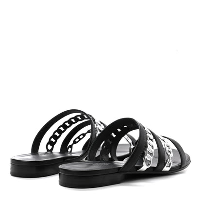 Hermes Nappa Amalfi Sandals 40 Black Gris Argente 4 of 8