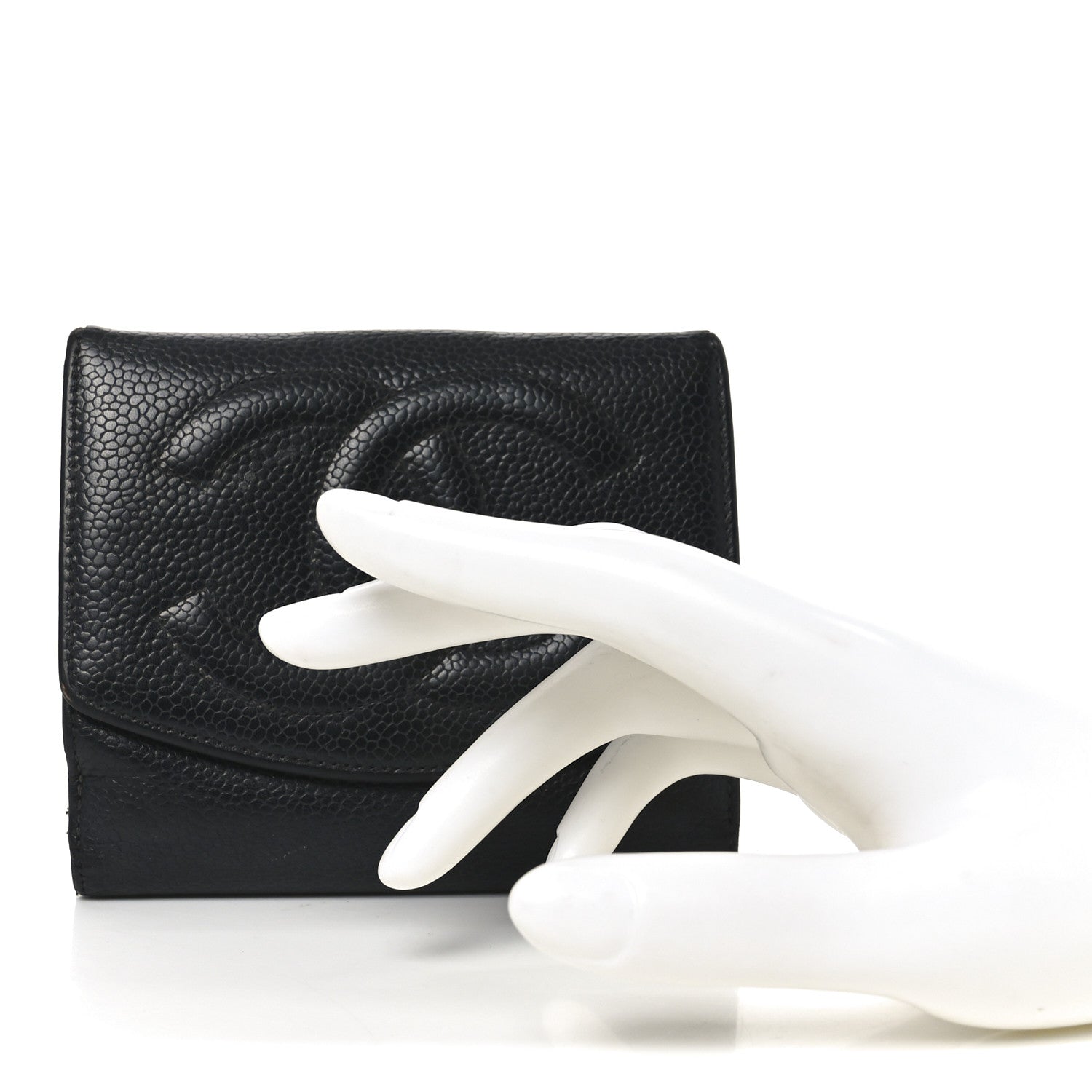 Chanel Caviar Timeless CC Compact French Wallet Black 1838153