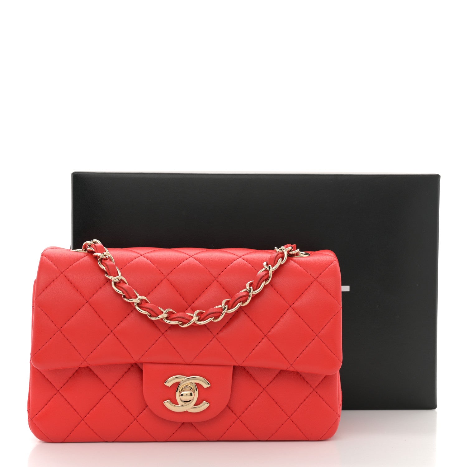 Chanel Lambskin Quilted Mini Rectangular Flap Red 12 of 12