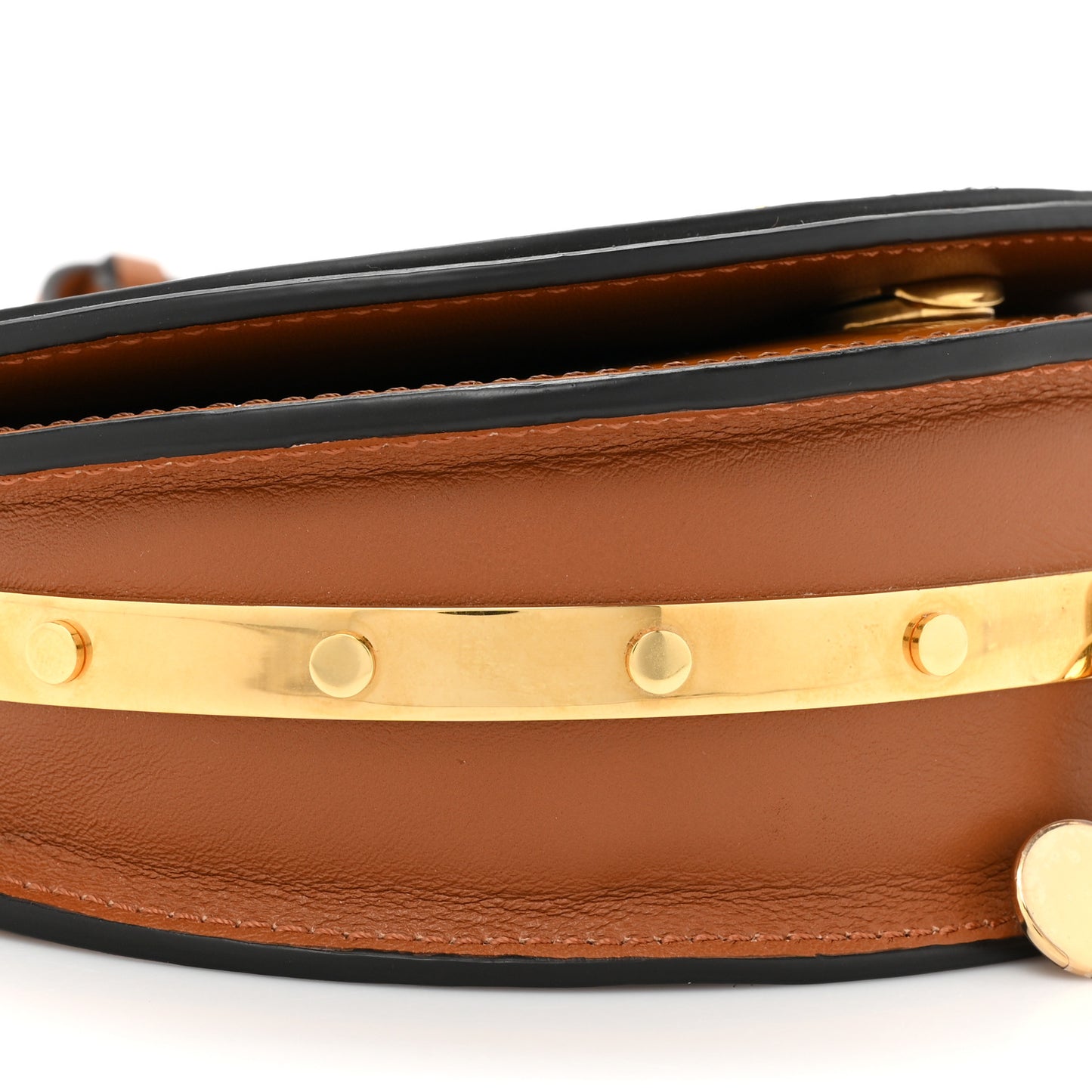 Spazzolato Sfumato Lambskin Calfskin Small Nile Bracelet Minaudiere Bag Caramel