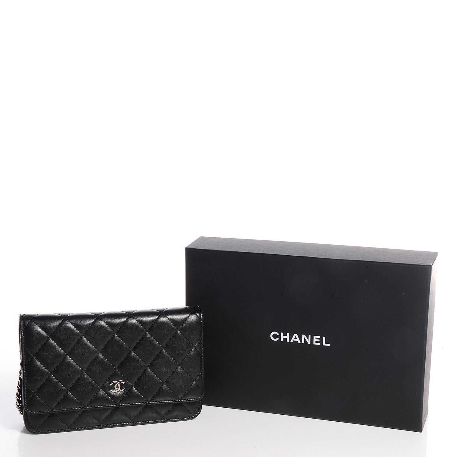 Chanel Lambskin Quilted Wallet On Chain WOC Black 5 of 8