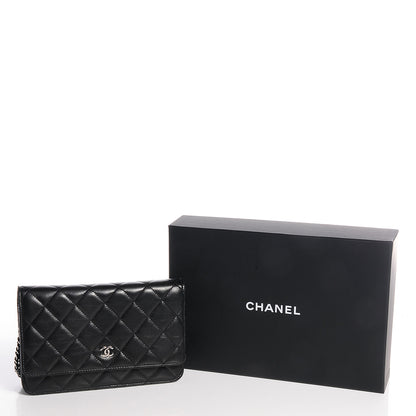 Chanel Lambskin Quilted Wallet On Chain WOC Black 5 of 8