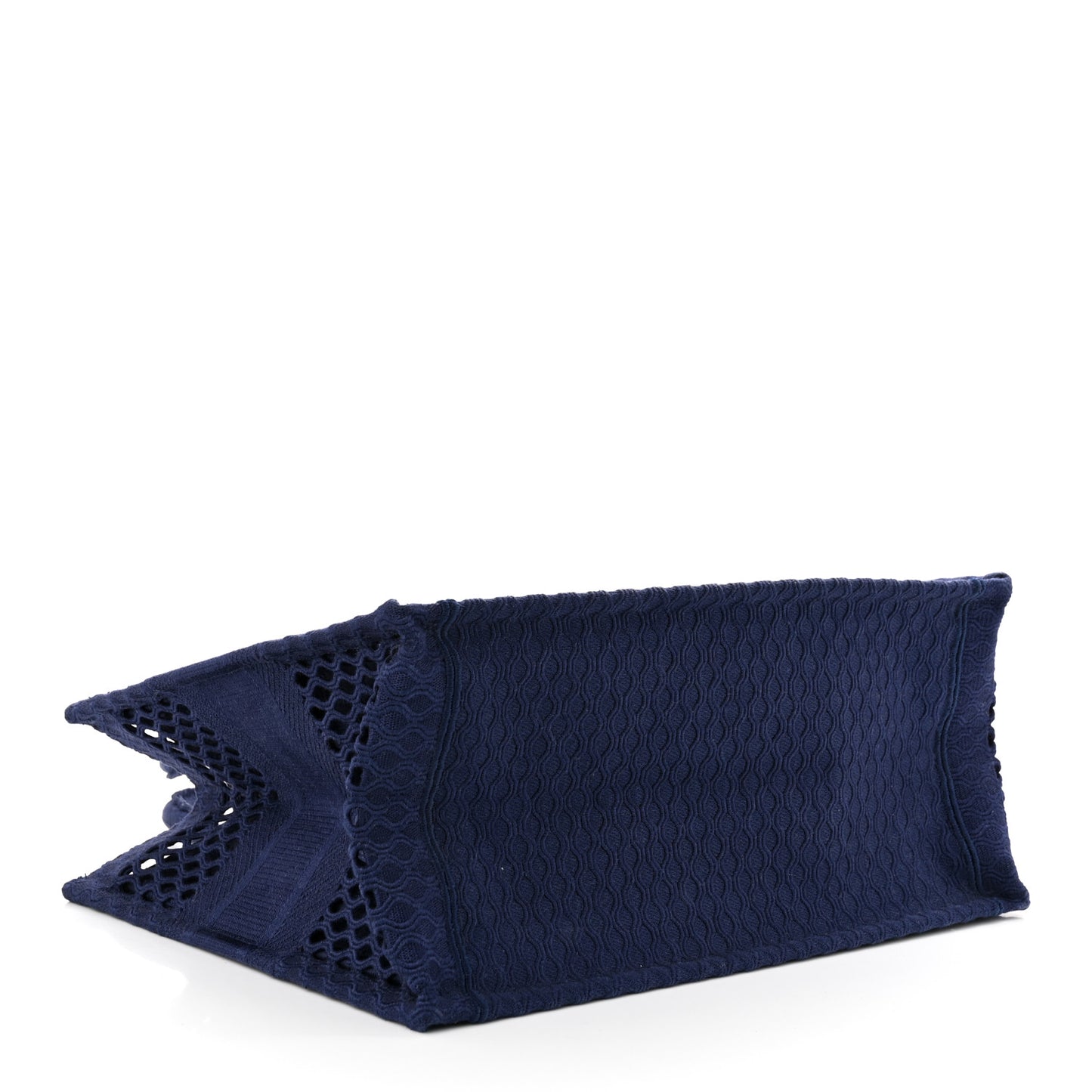 Mesh Embroidered Medium Book Tote Navy Blue